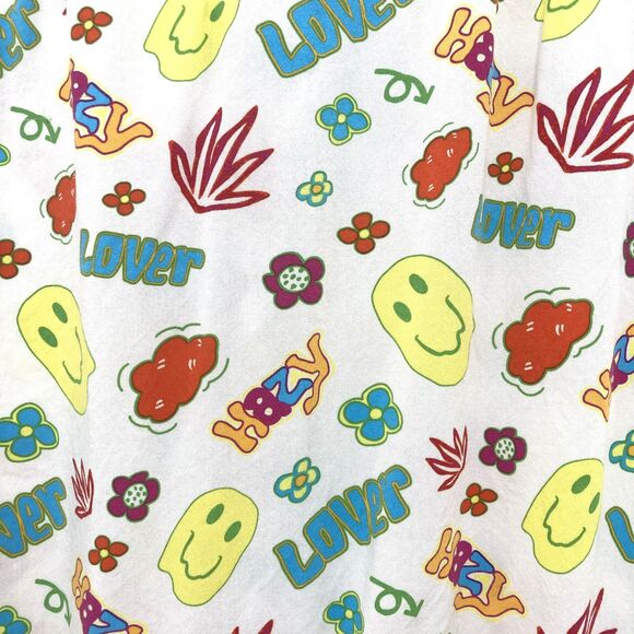 PacSun Smiley Face Button Shirt M Retro 70s Hippie Graphic Print - Picture 11 of 15